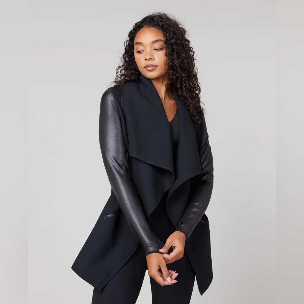 SPANX Drape Front Jacket - Very Black